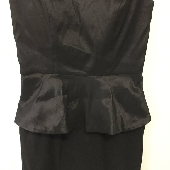 Elegant Chic Black Satin and Lace Peplum Prom Dress - Picture 8 of 16